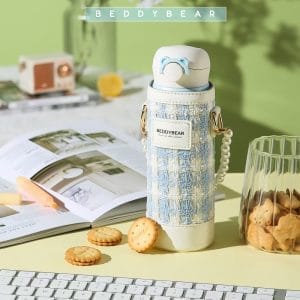 【BEDDYBEAR 杯具熊】時尚小香風冬季限定飄雪彈蓋316不鏽鋼保溫瓶 輕量彈跳直飲保溫杯 470ml