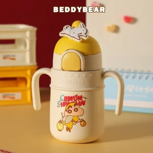 【BEDDYBEAR 杯具熊】蠟筆小新316不鏽鋼吸管保溫學飲杯   吸管學習杯 400ml