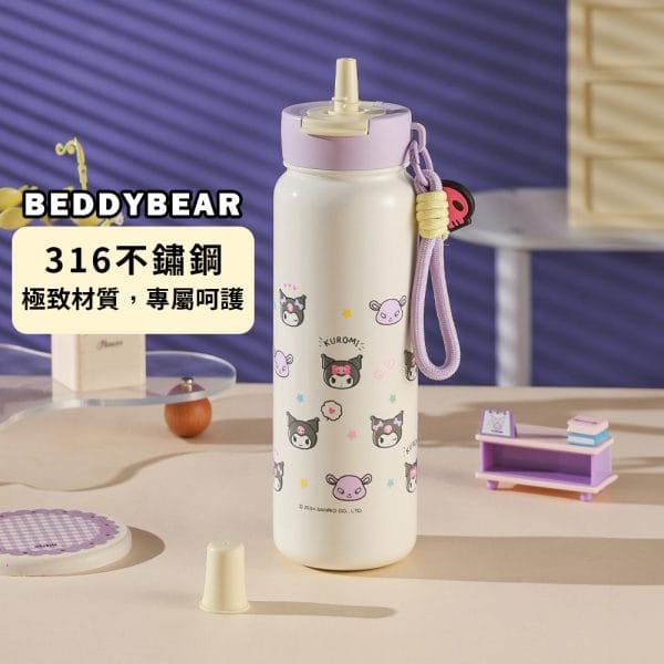 【BEDDYBEAR 杯具熊】酷洛米筒筒雙飲316不鏽鋼保溫瓶 大容量吸管杯 780ml(Kuromi)