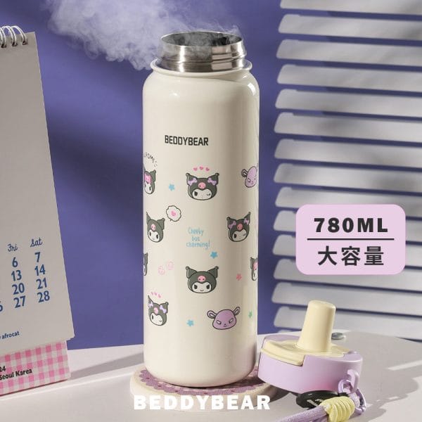 【BEDDYBEAR 杯具熊】酷洛米筒筒雙飲316不鏽鋼保溫瓶 大容量吸管杯 780ml(Kuromi)：圖片 2
