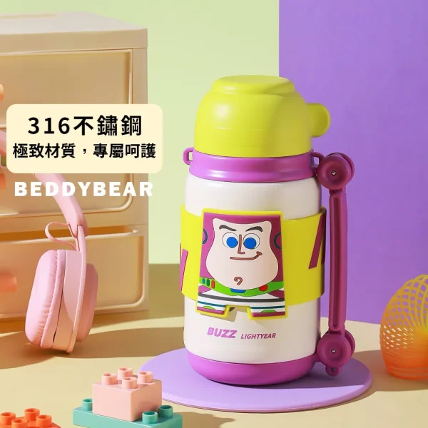【BEDDYBEAR 杯具熊】巴斯光年砲彈造型兒童保溫水壺 316不鏽鋼保溫瓶  雙飲吸管杯650ml