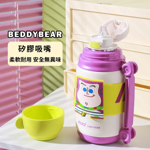 【BEDDYBEAR 杯具熊】巴斯光年砲彈造型兒童保溫水壺 316不鏽鋼保溫瓶  雙飲吸管杯650ml：圖片 2